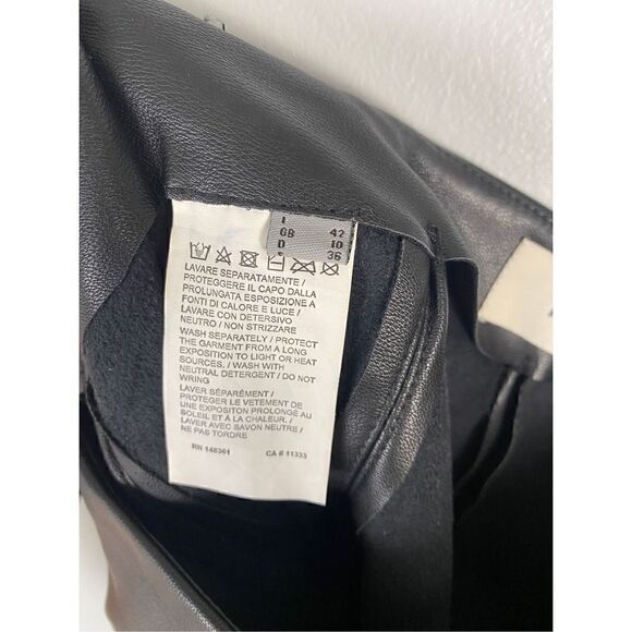 Pinko Faux Leather Trouser Pants w/ Side Embroidery Detail - Picture 11 of 12